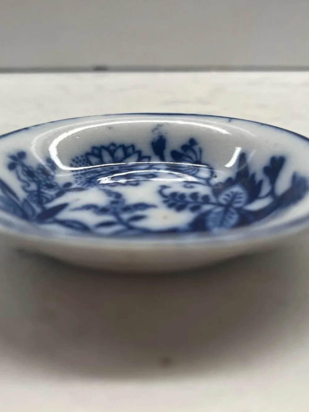 Antique Brown-Westhead, Moore & Co, Blue Onion Porcelain Butter Pat/Dip Bowl